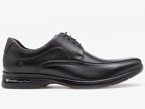 Sapato Democrata Smart Confort Air Spot Preto Cadarço 448026